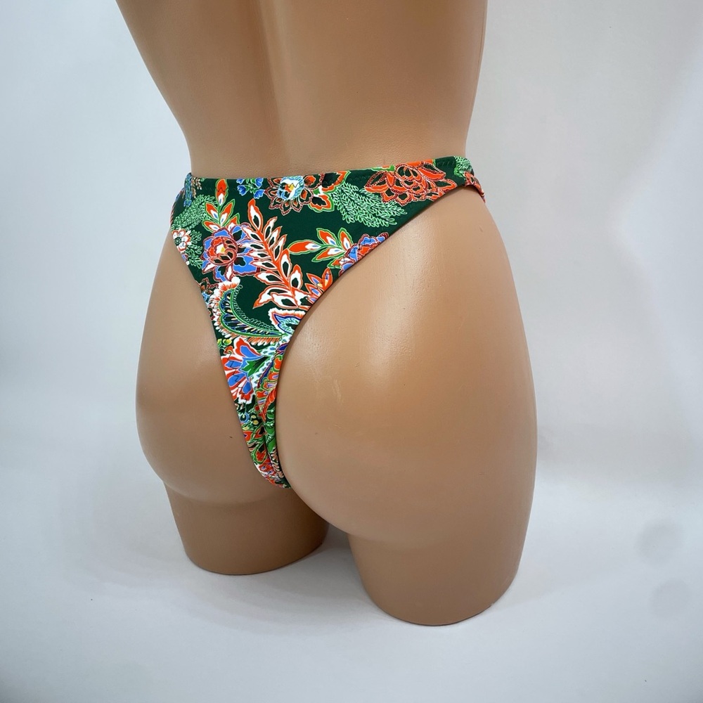 High leg thong bikini bottom